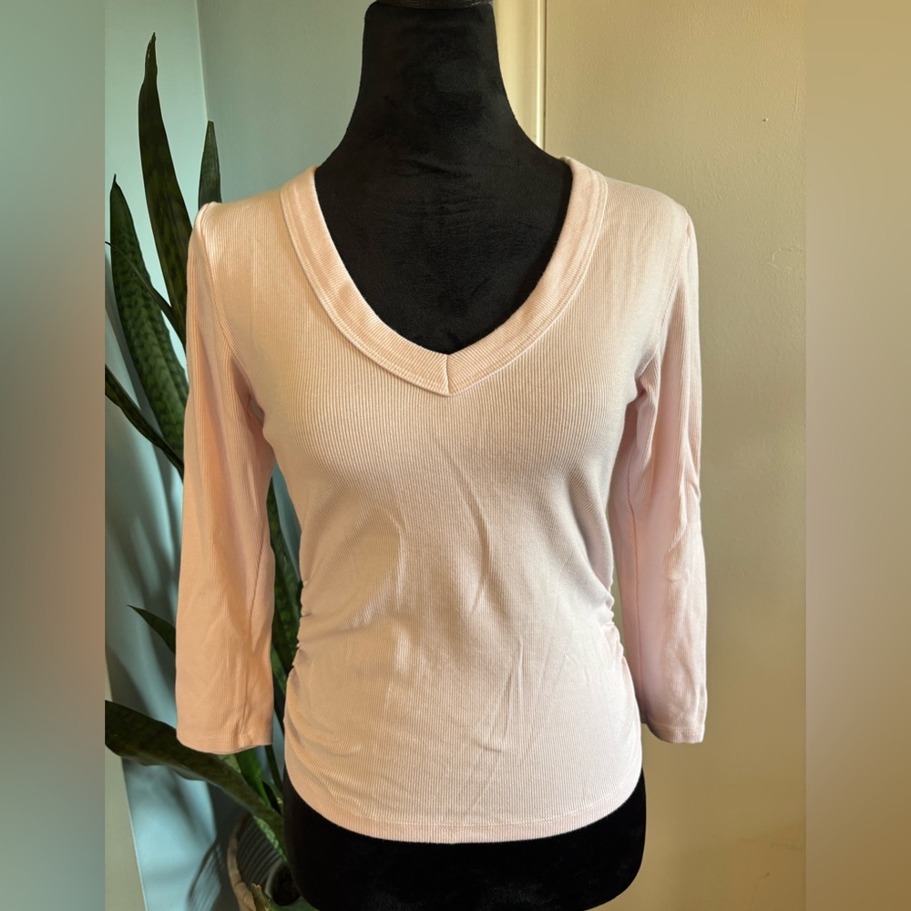 Michael Stars Pale Pink V-neck Cropped Shirt